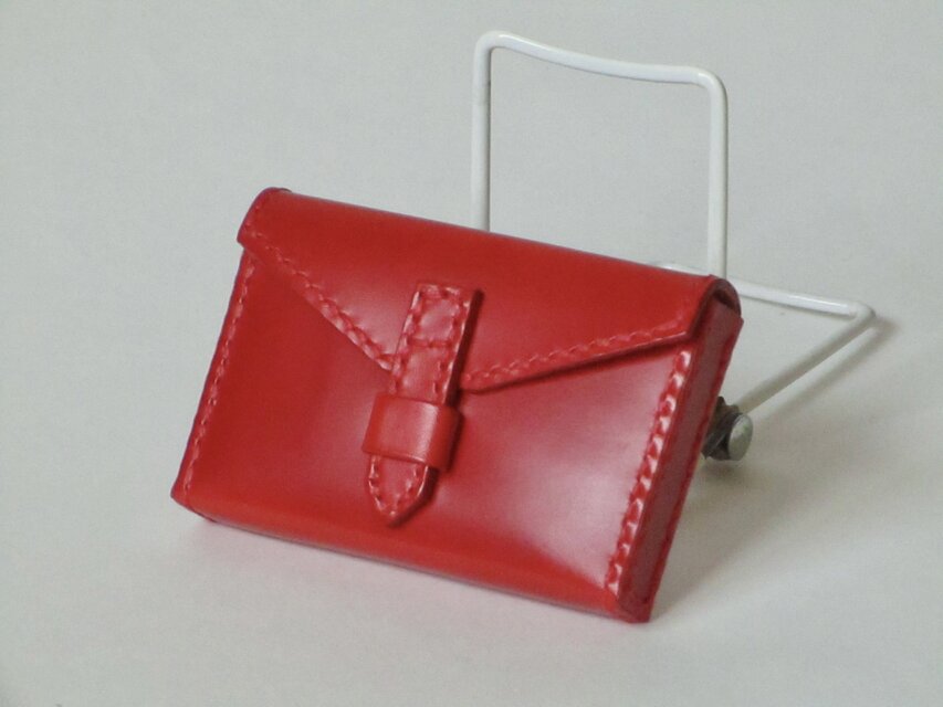 ［定番］イタリア革ブッテーロ 箱型名刺入れ（赤）