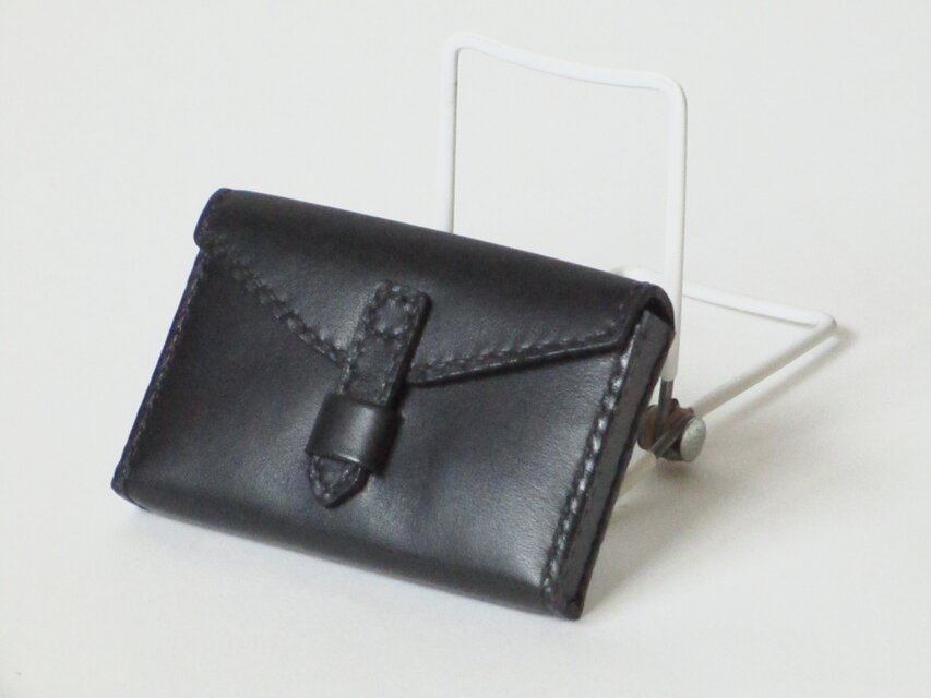 ［定番］イタリア革ブッテーロ 箱型名刺入れ（黒）