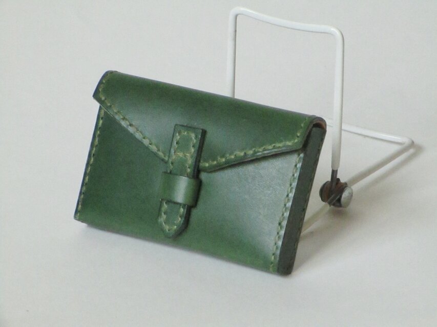 ［定番］イタリア革ブッテーロ 箱型名刺入れ（緑）