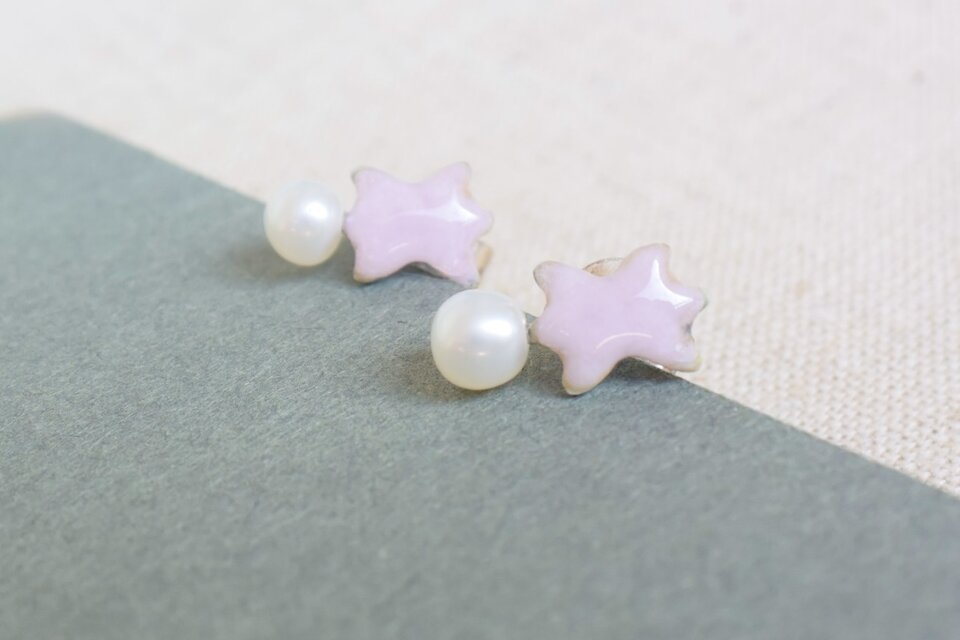 ミモザのピアス＜桃色＞