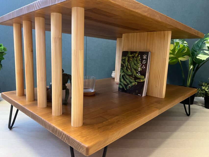 送料無料】 ローテーブル アシンメトリー 収納付 モダン調 90cm 60cm