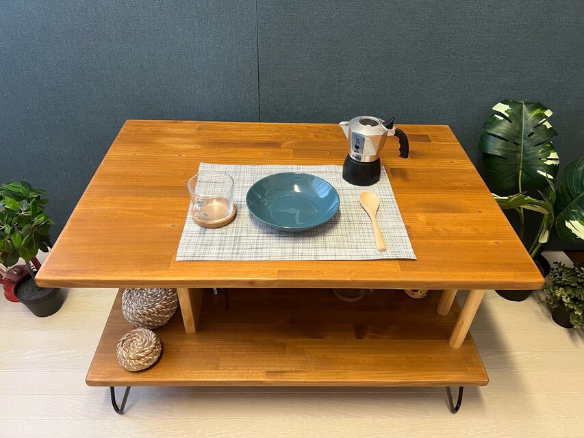 【送料無料】 ローテーブル アシンメトリー 収納付 モダン調 パイン オーク調 送料無料】 ローテーブル アシンメトリー 収納付 モダン調 90cm 60cm