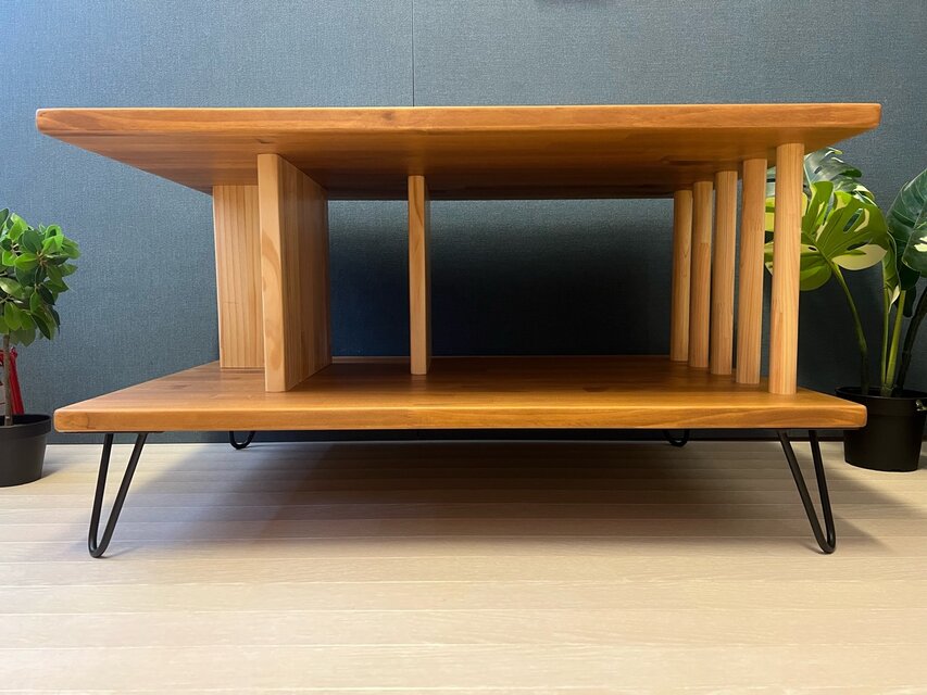 【送料無料】 ローテーブル アシンメトリー 収納付 モダン調 パイン オーク調 送料無料】 ローテーブル アシンメトリー 収納付 モダン調 90cm 60cm