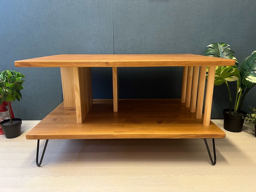 送料無料】 ローテーブル アシンメトリー 収納付 モダン調 90cm 60cm