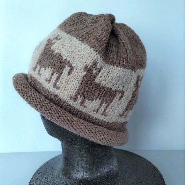 草木染毛糸の手編み帽子　ＡＤ-334