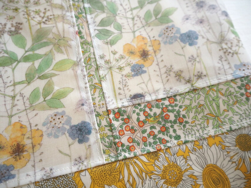 リバティ ラミネートA4縦長パッチワークバッグ イエロー系 | iichi