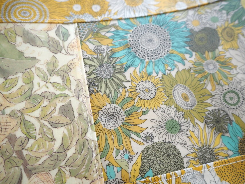 リバティ ラミネートA4縦長パッチワークバッグ イエロー系 | iichi