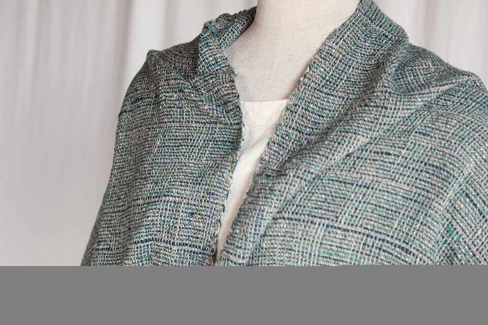 網代柄　ぬくもり　手織り紬ストール