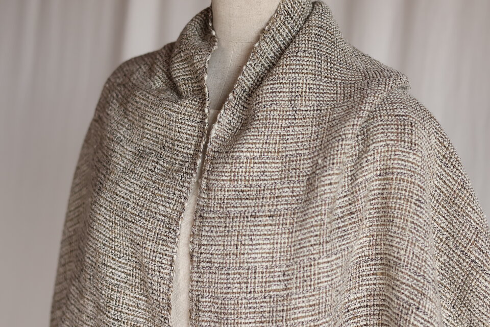 網代柄　ぬくもり　手織り紬ストール