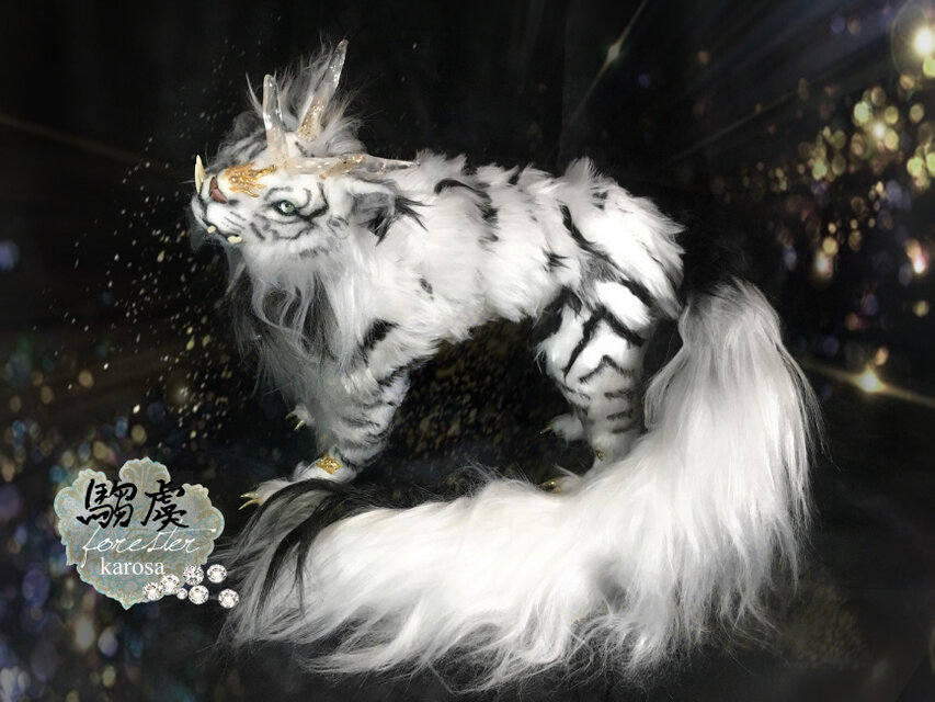 猫 ホワイトタイガー 作家 アートドール ハンドメイド ぬいぐるみ