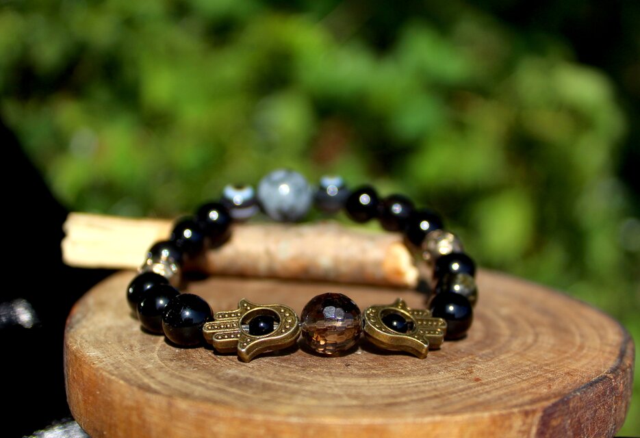 14kgfスノーフレークオブシディアンブレスレット 14kgfスノーフレークオブシディアンブレスレット R✴︎H様