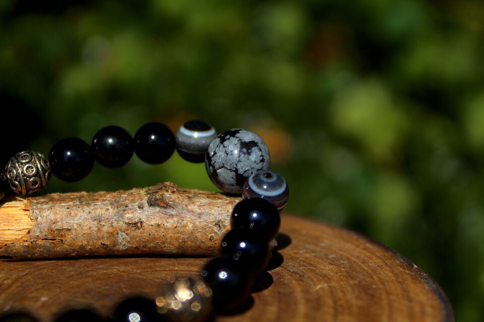 レインボーオブシディアン、スノーフレクオブオブシディアン ハムサ