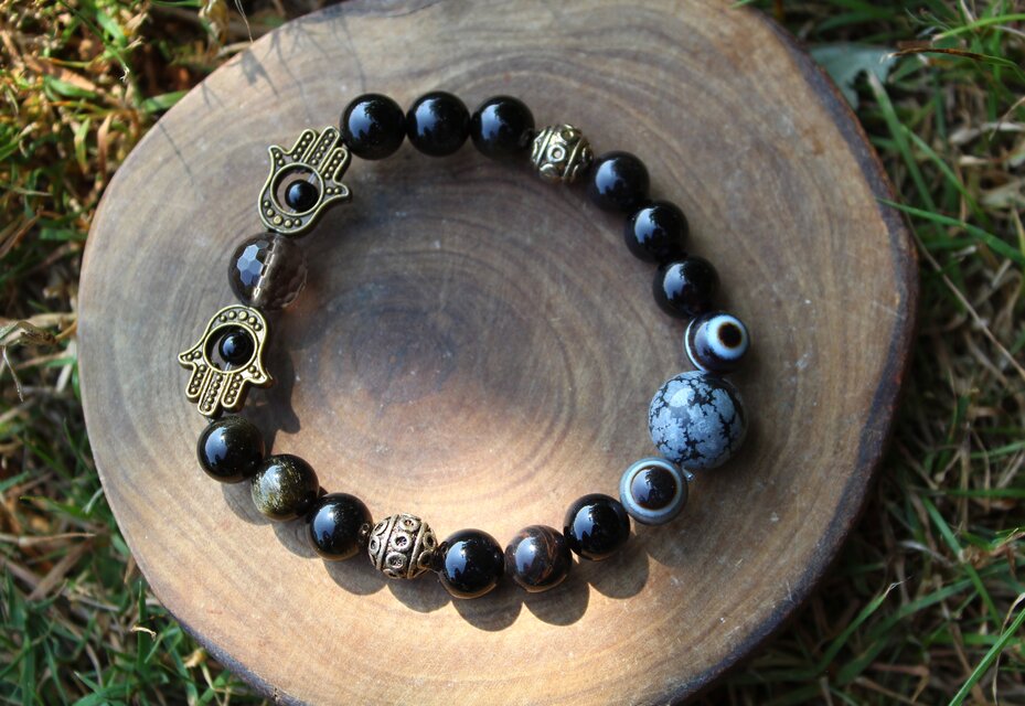 14kgfスノーフレークオブシディアンブレスレット 451 スノーフレークオブシディアン12mmブレス | Angel☆Stone