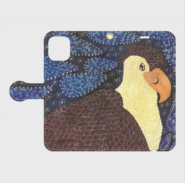 静かに空を見守る友｜カンムリカラカラ・トラガナスの帯ありiPhoneケース