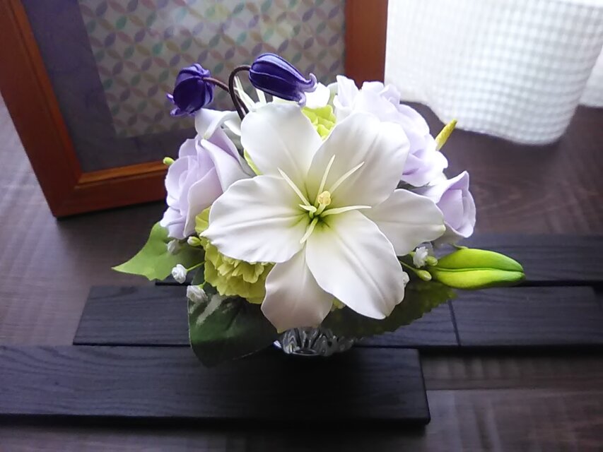 ❁クレイフラワーのお供え花・洋風仏花【尚】お悔やみ・ご霊前・ご仏前