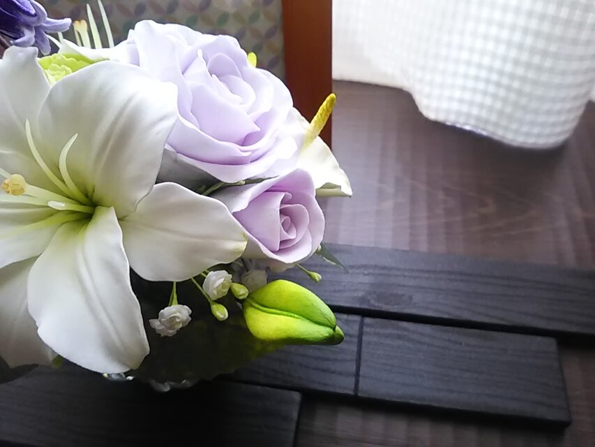 ❁クレイフラワーのお供え花・洋風仏花【尚】お悔やみ・ご霊前・ご仏前