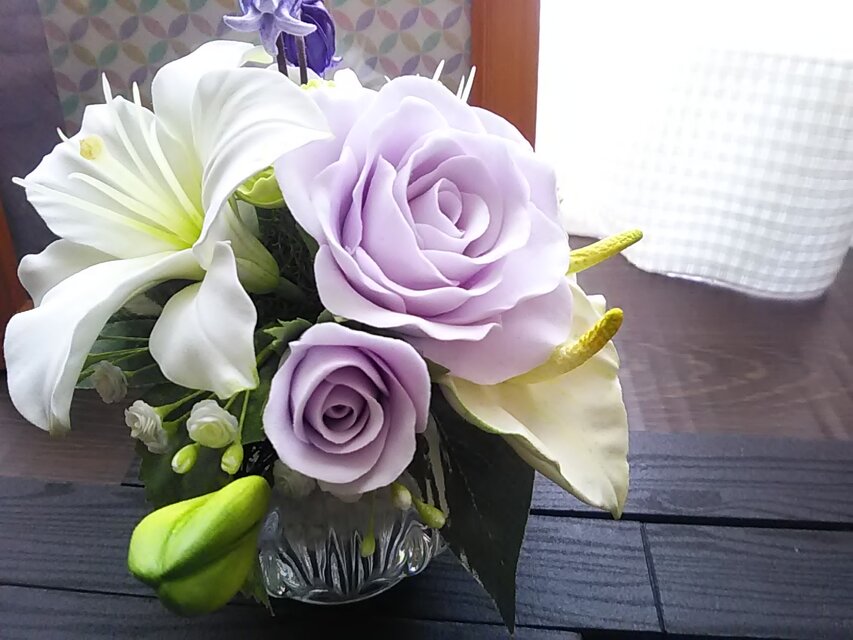 ❁クレイフラワーのお供え花・洋風仏花【尚】お悔やみ・ご霊前・ご仏前