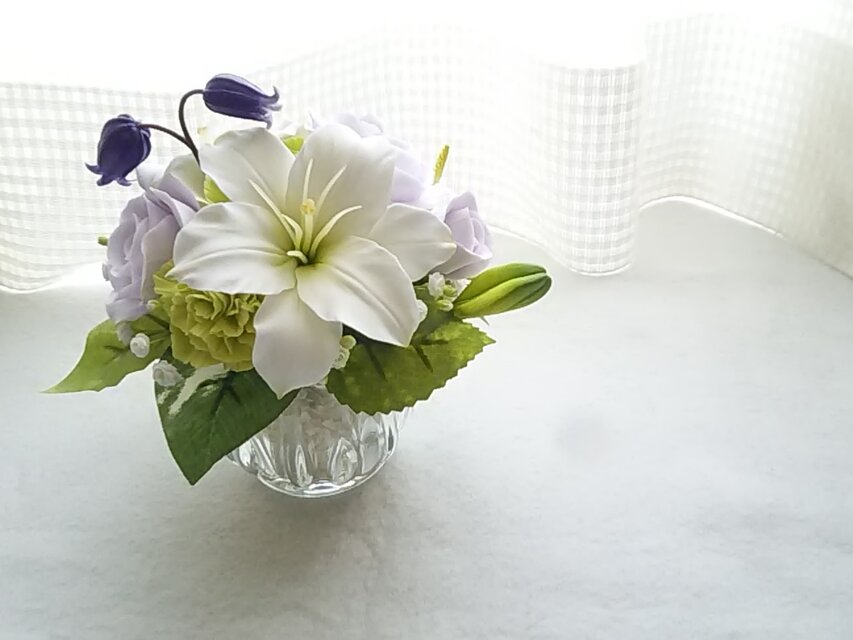 ❁クレイフラワーのお供え花・洋風仏花【尚】お悔やみ・ご霊前・ご仏前
