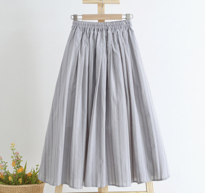 灰色 裏地付き ギャザースカート ロングスカート ゴム仕様