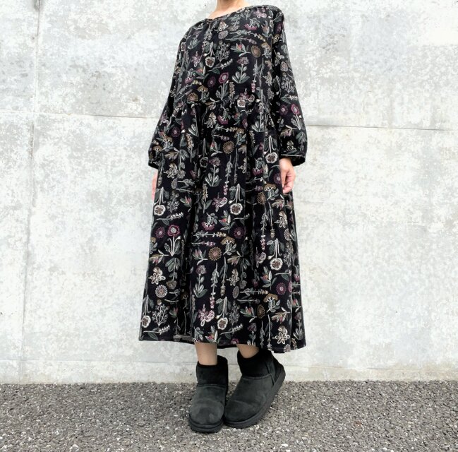 【希少美品】Eddie Bauer 花柄 コーデュロイ ロング ワンピース アースミュージックアンドエコロジー earth music&ecology