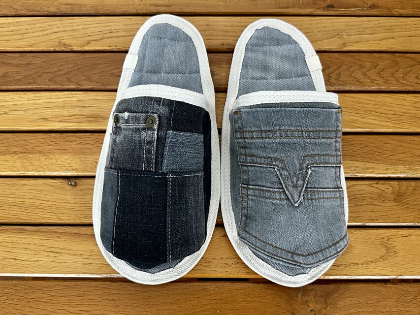 男性用★洗濯機丸洗いOK★スリッパ•室内履き★デニムリメイク　ルームシューズ