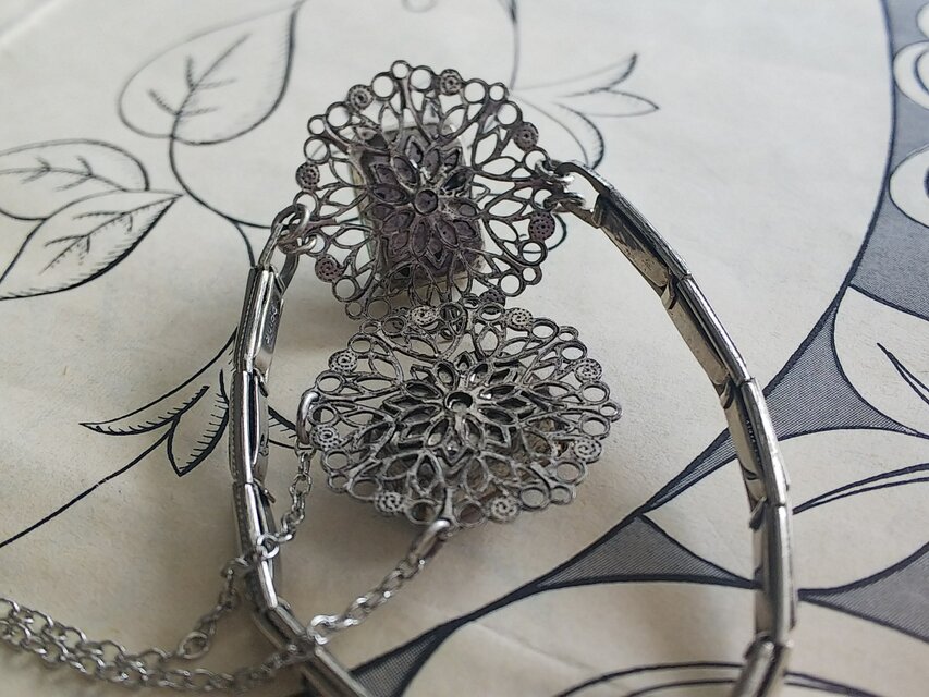 サフィレット（オクタゴン18×13㎜）アンティークSilverフィリグリー