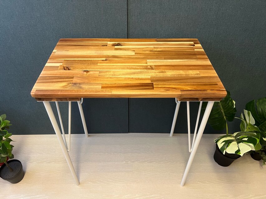 送料無料】 テーブル 長方形65cm 45cm アカシア アイアン製ボルト連結