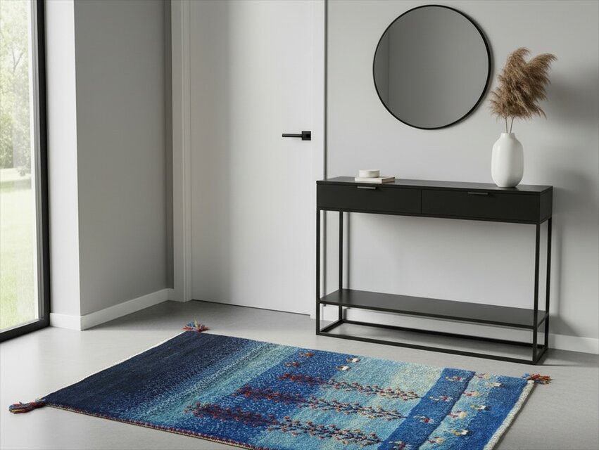 11/9迄iichi限定目玉】ペルシャ　ギャッベ　玄関マット　ラグ　97x60cm 　夜の風景　RJ13587