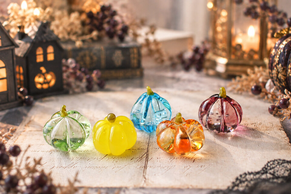 月夜に実るガラスのかぼちゃ】ガラスのハロウィン～ミニチュアかぼちゃ