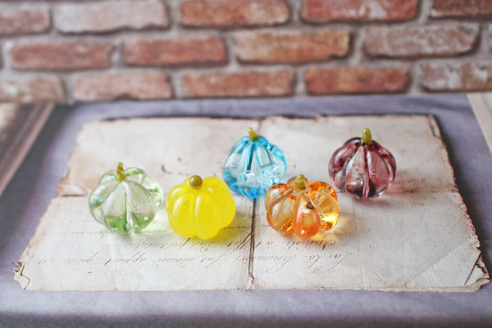 月夜に実るガラスのかぼちゃ】ガラスのハロウィン～ミニチュアかぼちゃ