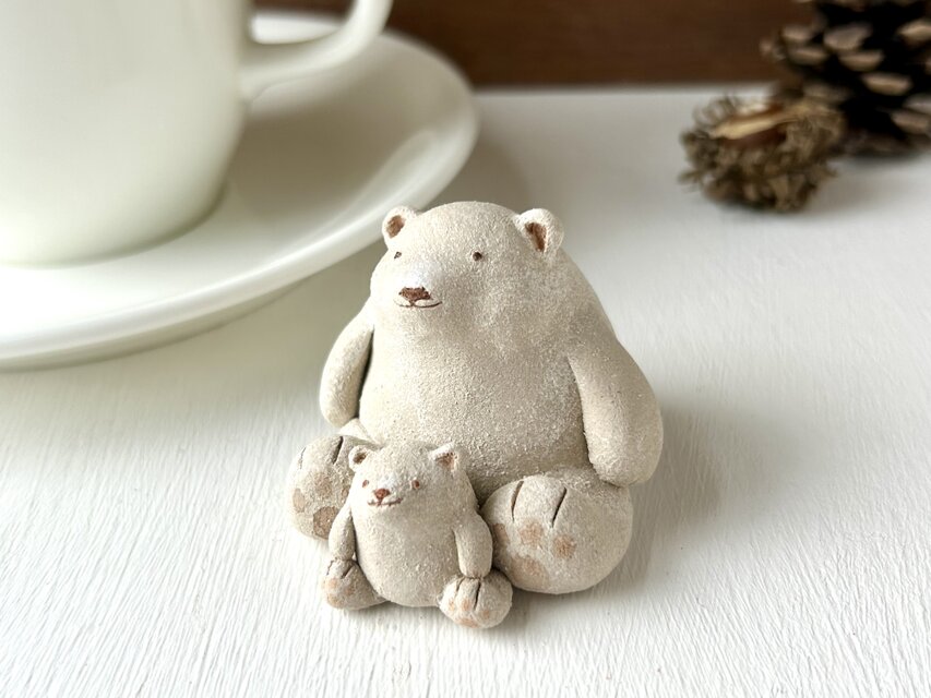 二人でのほほんクマさん親子