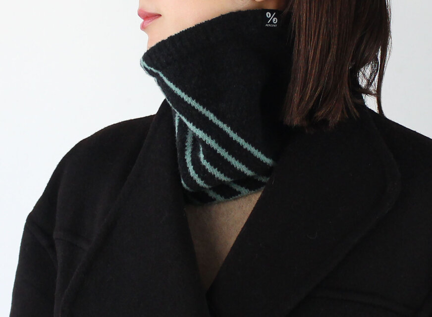 ネックウォーマー % PERCENT（ブラック・ミントグリーン）男女兼用 ギフト箱付き 冬ギフト マフラー クリスマス 冬コーデ