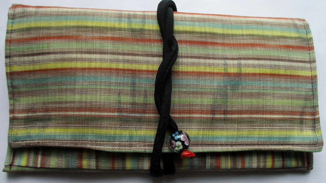 ８４２３　紬で作った和風財布・ポーチ＃送料無料