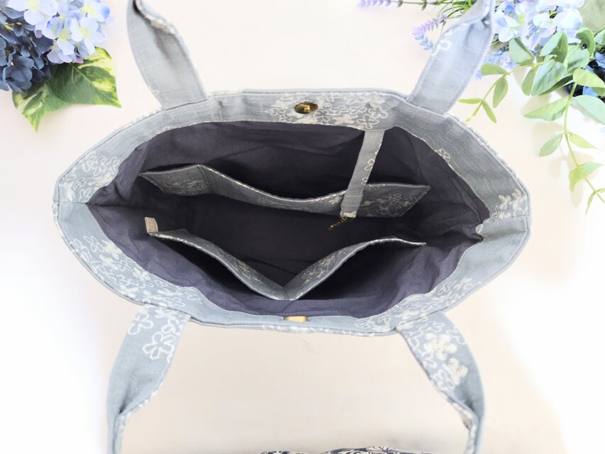 紫陽花グレーのお出掛けバック | iichi 日々の暮らしを心地よくする