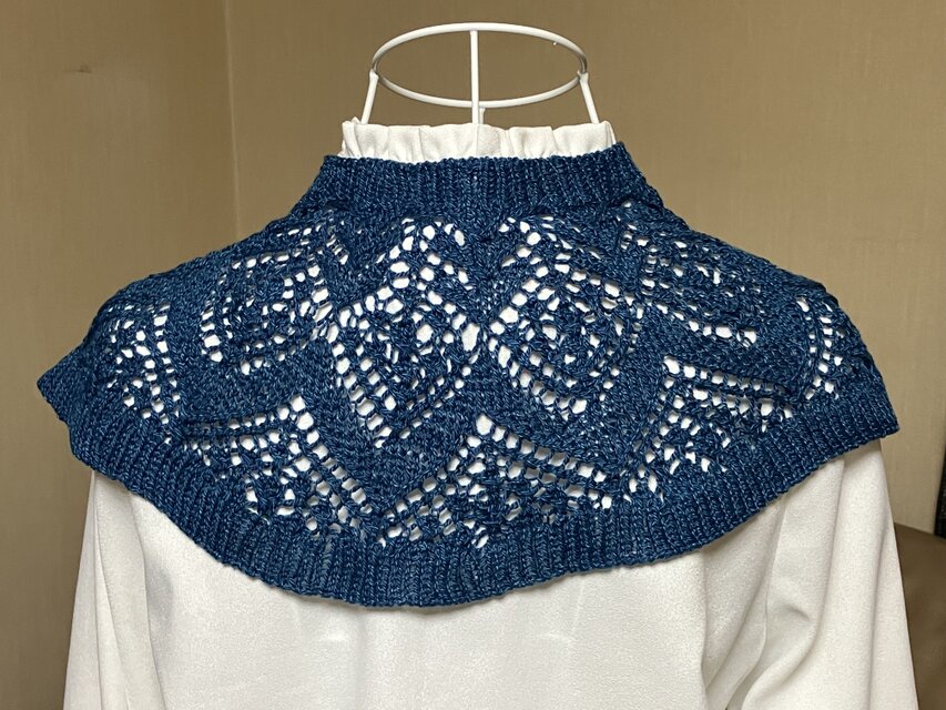 デニムカラーつけ襟(手編み)