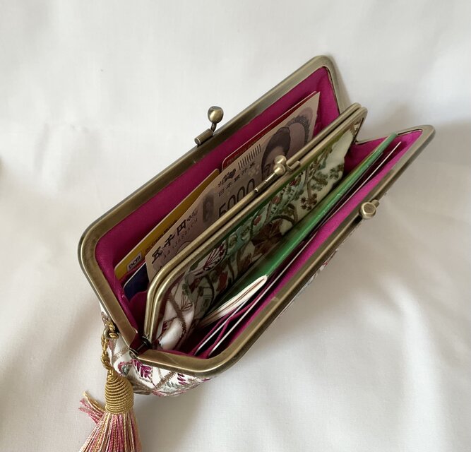 インド刺繍 シンプル 親子がま口長財布 | iichi 日々の暮らしを