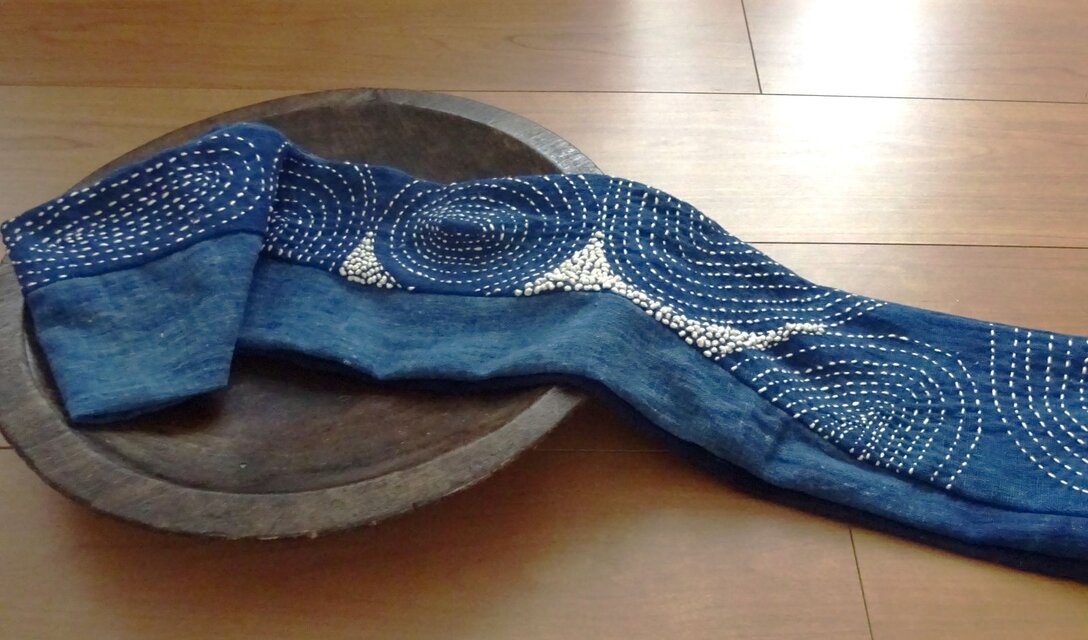 秋の藍染木綿スヌード