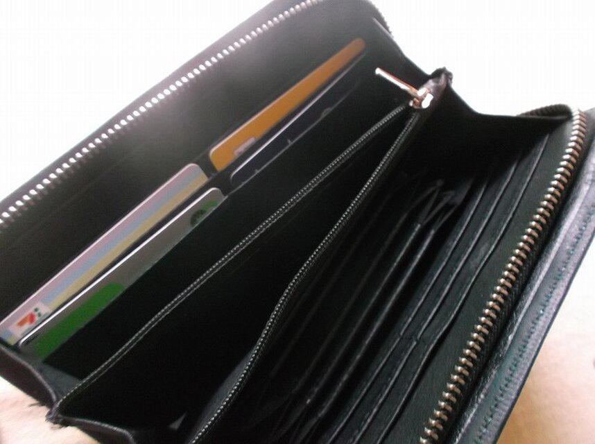 L型ファスナータイプのロングウォレット　牛革　刻印＆拭き染め L型ファスナータイプのロングウォレット 牛革 刻印＆拭き染め