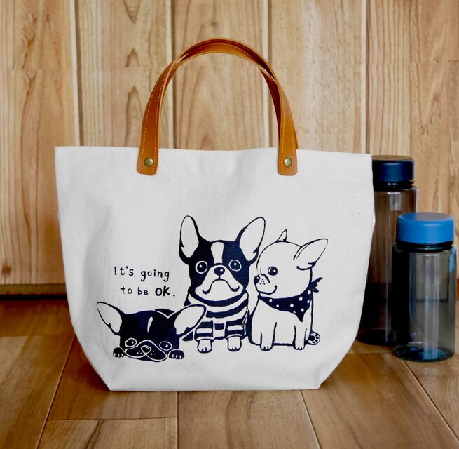 手描きフレンチブルドッグのミニトートバッグ | iichi 日々の暮らしを