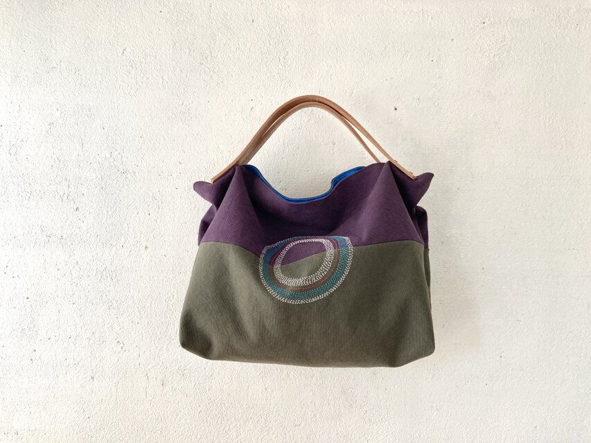 【受注製作】ヌメ革持ち手の秋色鞄