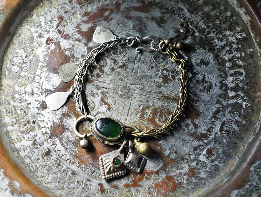 多彩oldアフガンメタルとチェーン、民族鈴のメタルブレス