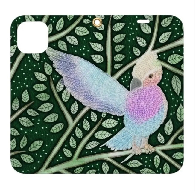 紫の羽を揺らすおしゃれな旅人｜ライラックニシブッポウソウ・シャルミナ｜手帳型iPhoneケース（帯なし）