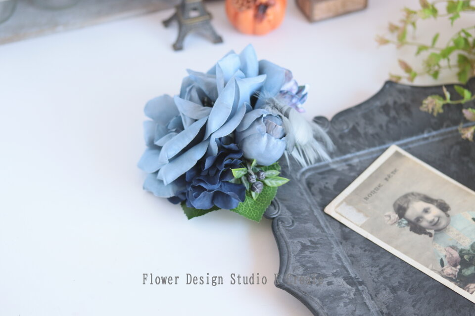 No.773【10ペア】ブルーグレー フラワー ハンドメイド ピアス イヤリング No.773【10ペア】ブルーグレー フラワー ハンドメイド ピアス