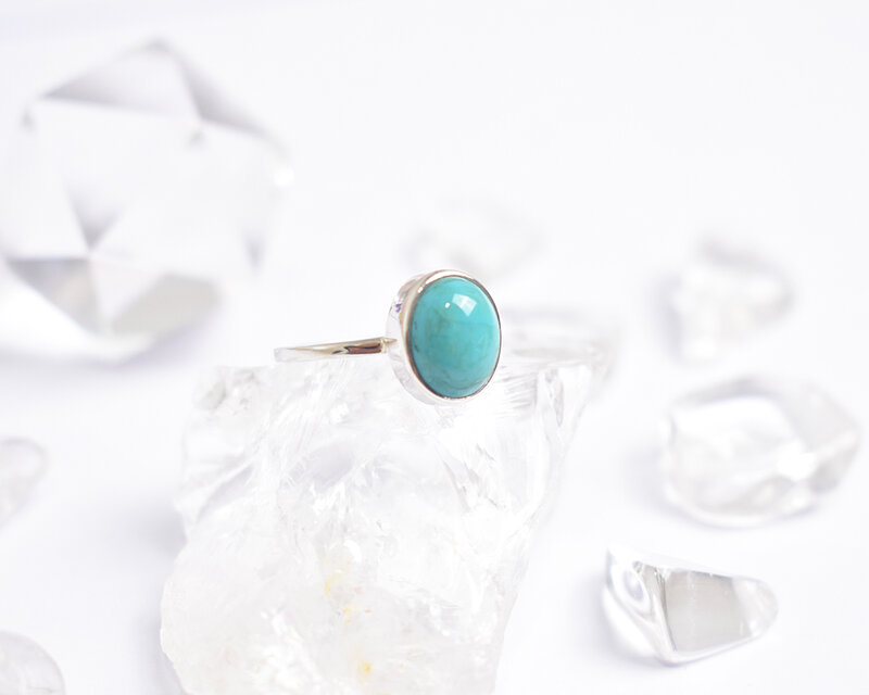 水色ターコイズのシルバーリング　シルバー925　天然石　指輪