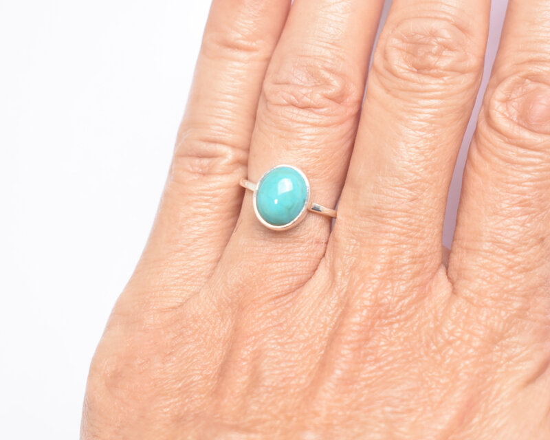水色ターコイズのシルバーリング シルバー925 天然石 指輪 | iichi