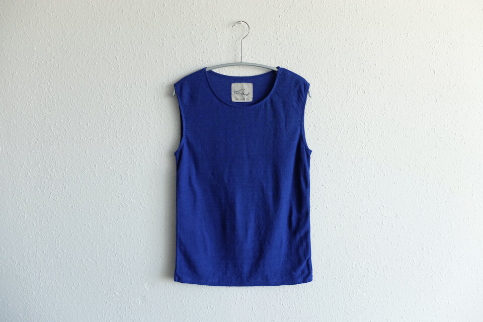 リネンコットンアンダーウェア　ノースリーブ（ラピスラズリー・レディースMサイズ）
