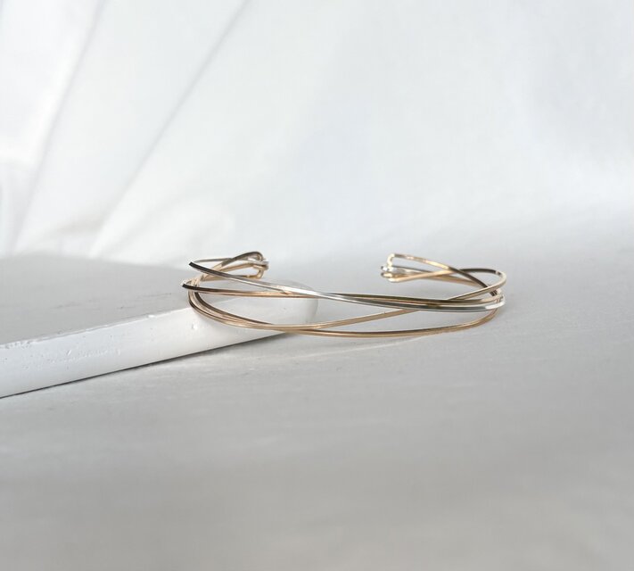 14kgf×silver925 diagonal bangle バングル 4連 | iichi 日々の暮らし