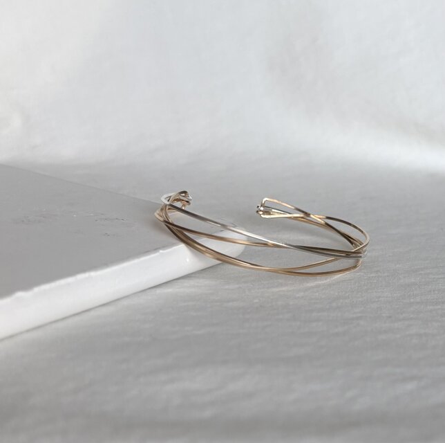 14kgf×silver925 diagonal bangle バングル 4連 | iichi 日々の暮らし