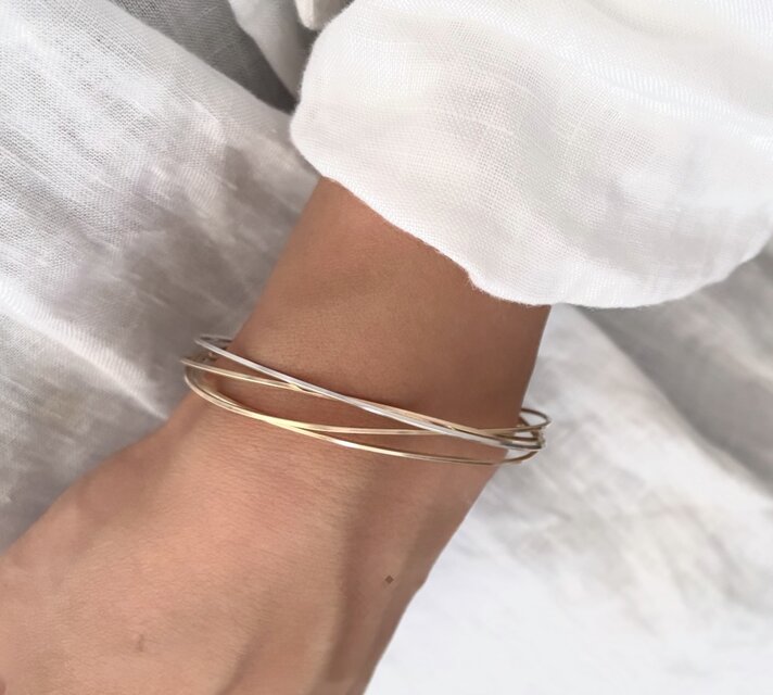 14kgf×silver925 diagonal bangle バングル 4連 | iichi 日々の暮らし