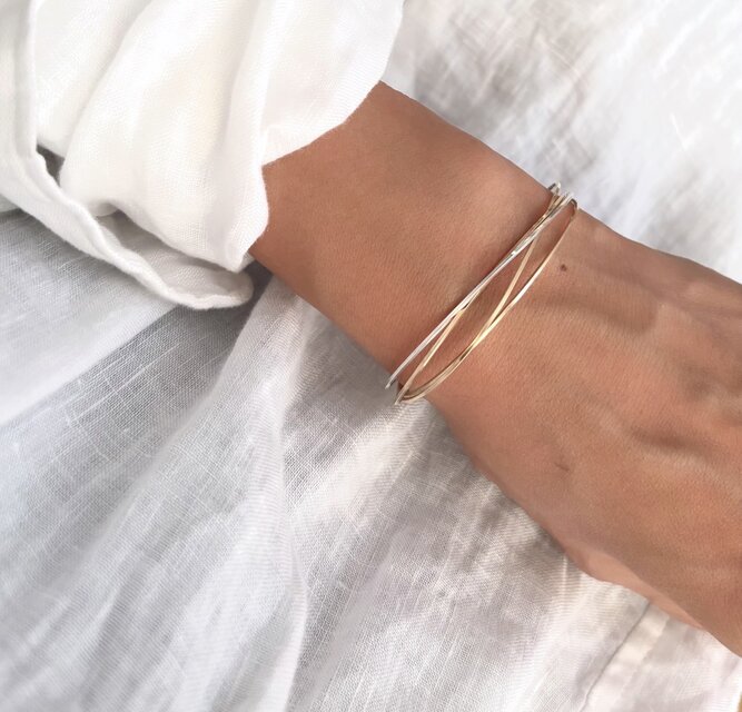 14kgf×silver925 diagonal bangle バングル 4連 | iichi 日々の暮らし